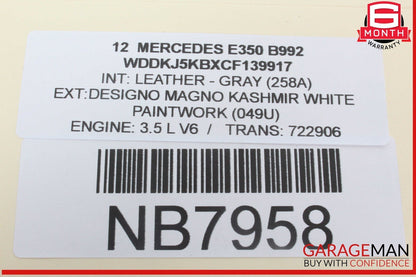10-13 Mercedes W212 E350 Inner Tail Light Lamp Rear Right Side OEM
