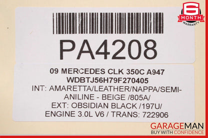 06-09 Mercedes W209 CLK350 Front Right Side Interior Door Panel Assembly Beige