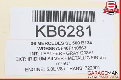 03-08 Mercedes R230 SL500 Front Left / Right Seat Headrest Head Rest Gray OEM