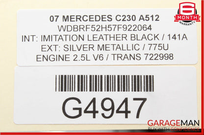 05-07 Mercedes W203 C230 Front Right Side Head Light Headlight Lamp Halogen