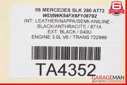 05-11 Mercedes R171 SLK280 SLK350 Convertible Hard Top Roof Folding Panel Black
