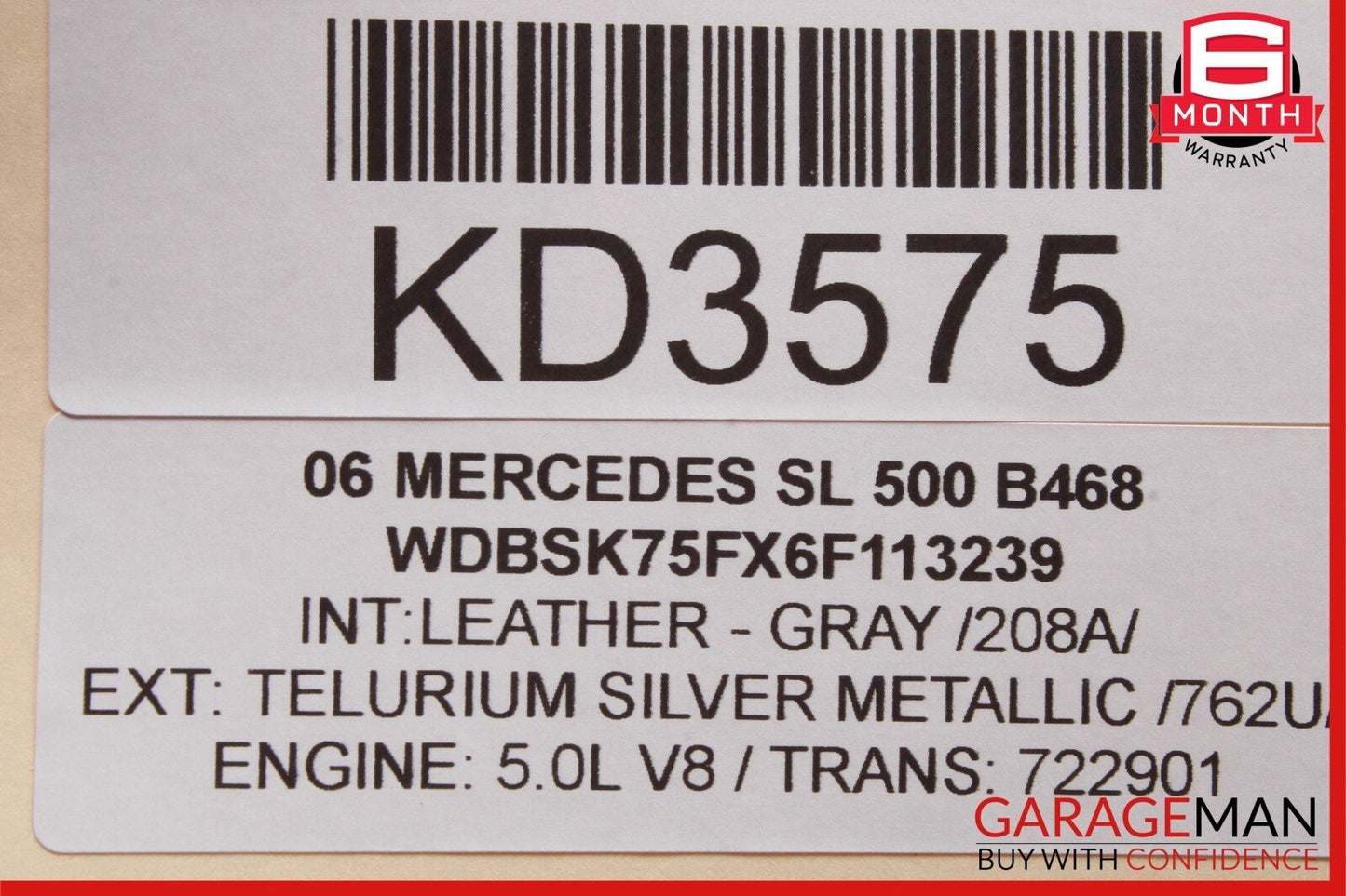 03-12 Mercedes R230 SL500 SL55 Convertible Top Right Side Load Assist Cylinder