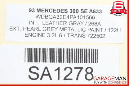 92-95 Mercedes W140 300SE Front Right Seat Belt Seatbelt Retractor Gray OEM