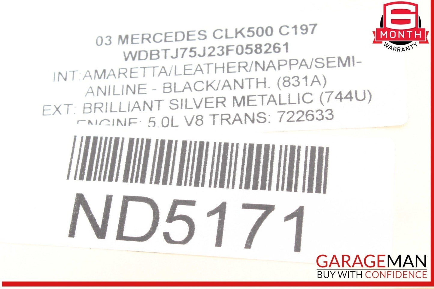 03-09 Mercedes W209 CLK500 Headlight Support Bracket Left Side 2096200916 OEM