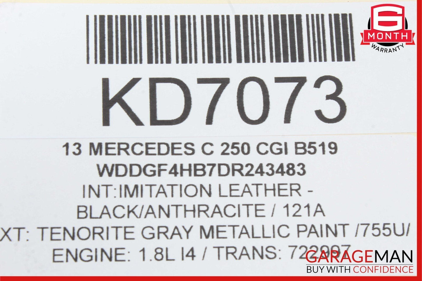 08-14 Mercedes W204 C250 C300 Front Right Side Interior Door Panel Black OEM