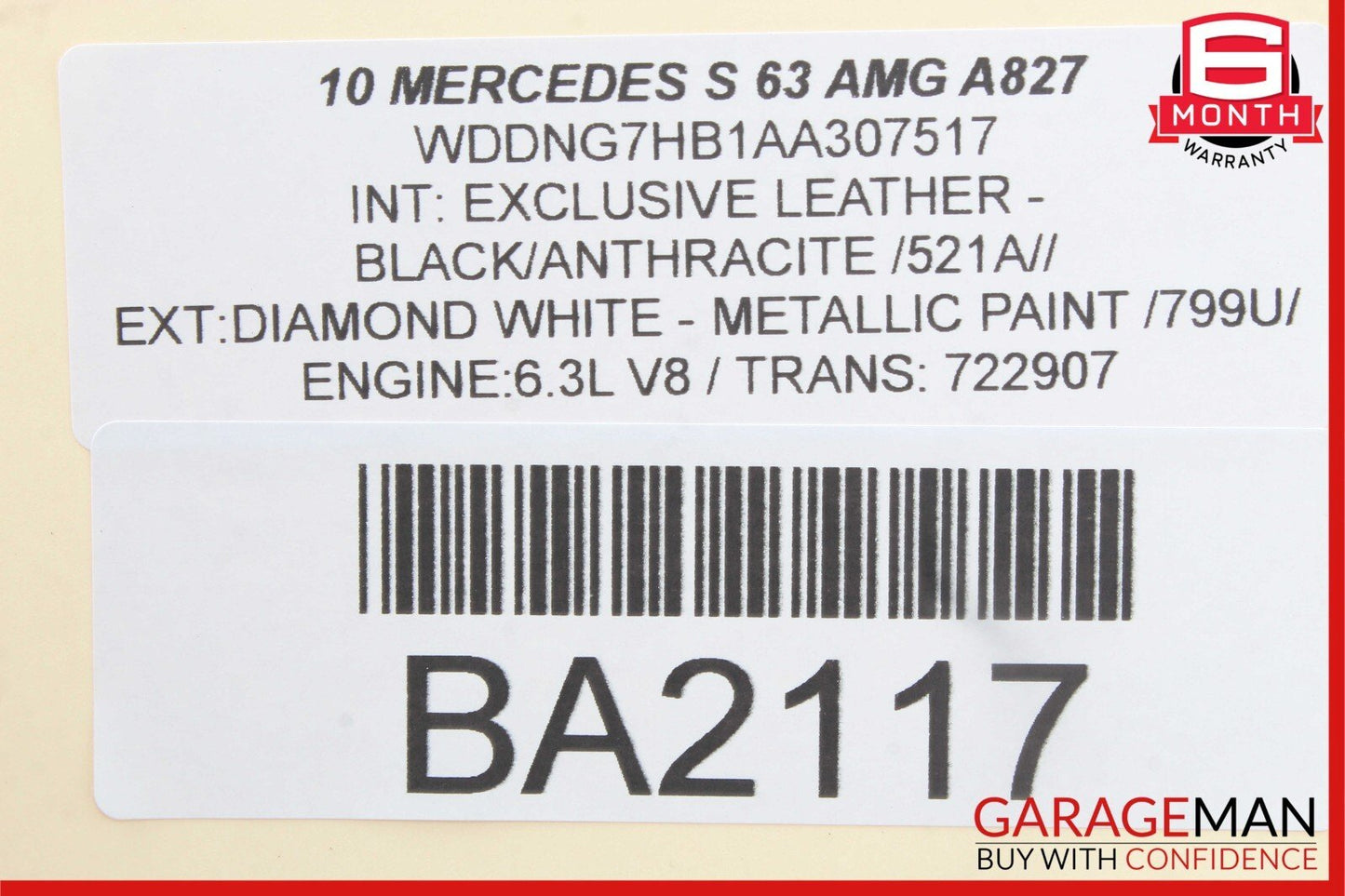 07-13 MERCEDES S63 AMG LEFT DRIVER SIDE B PILLAR TRIM COVER BLACK OEM