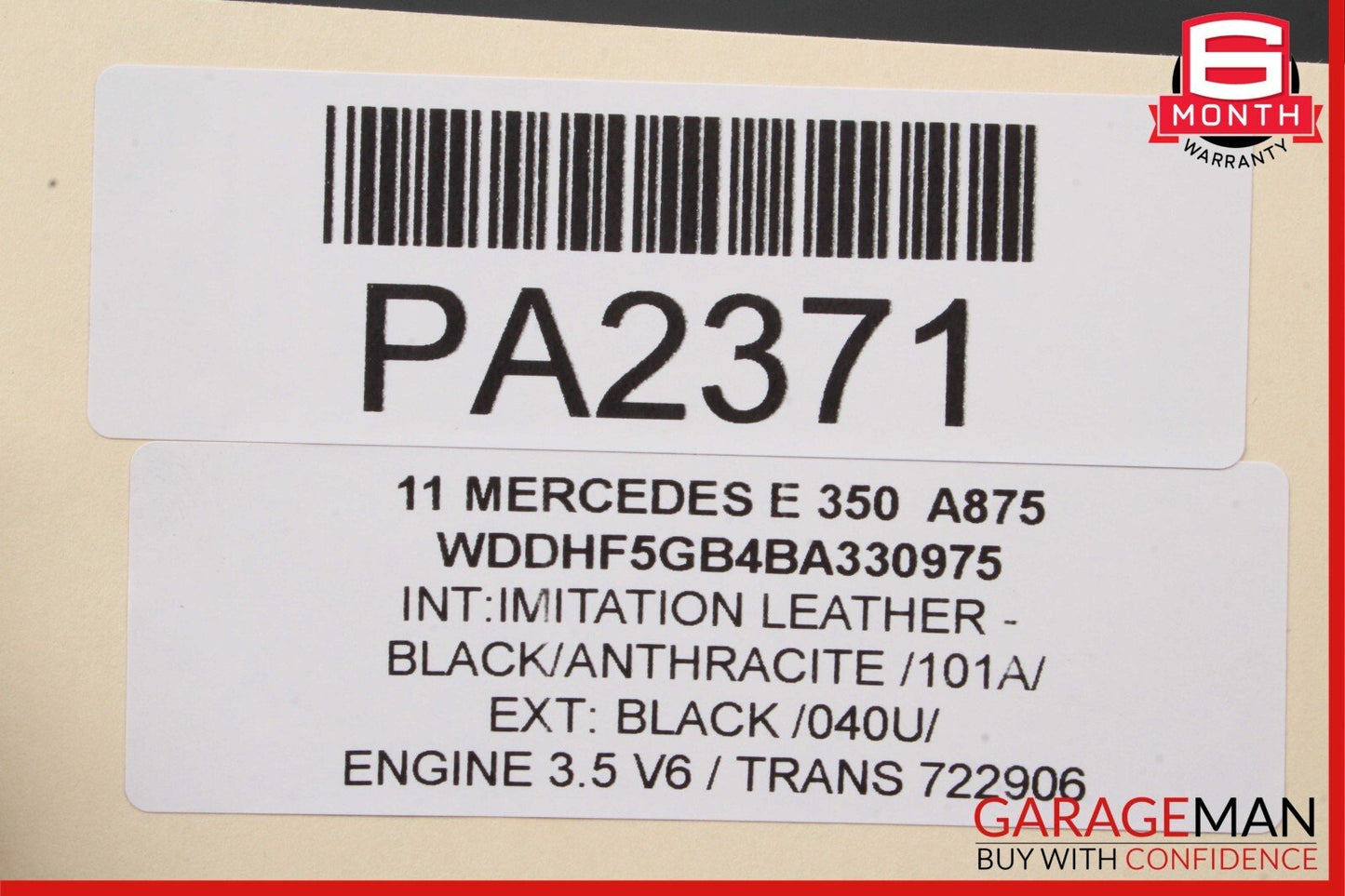 10-13 Mercedes W212 E400 E350 Rear Left Side Interior Door Panel Assembly Black