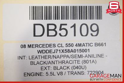 07-10 Mercedes W216 CL550 CL600 Front Right Passenger Side Fender Panel Black