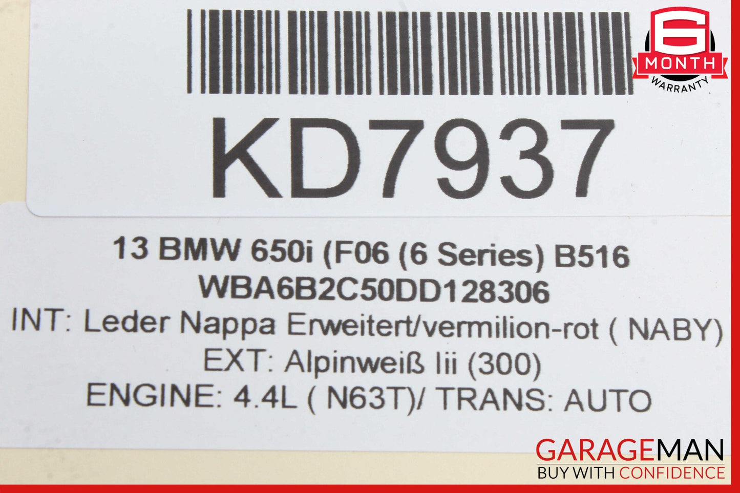 12-19 BMW 650i F06 Rear Right Window Roller Blind Motor Unit OEM