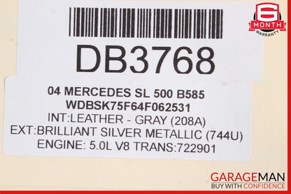 03-06 Mercedes R230 SL500 Front Right Passenger Upper Top Seat Cushion OEM