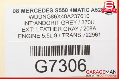 07-14 Mercedes W221 S550 Front Right Side Dash AC A/C Air Vent Trim Cover Grey