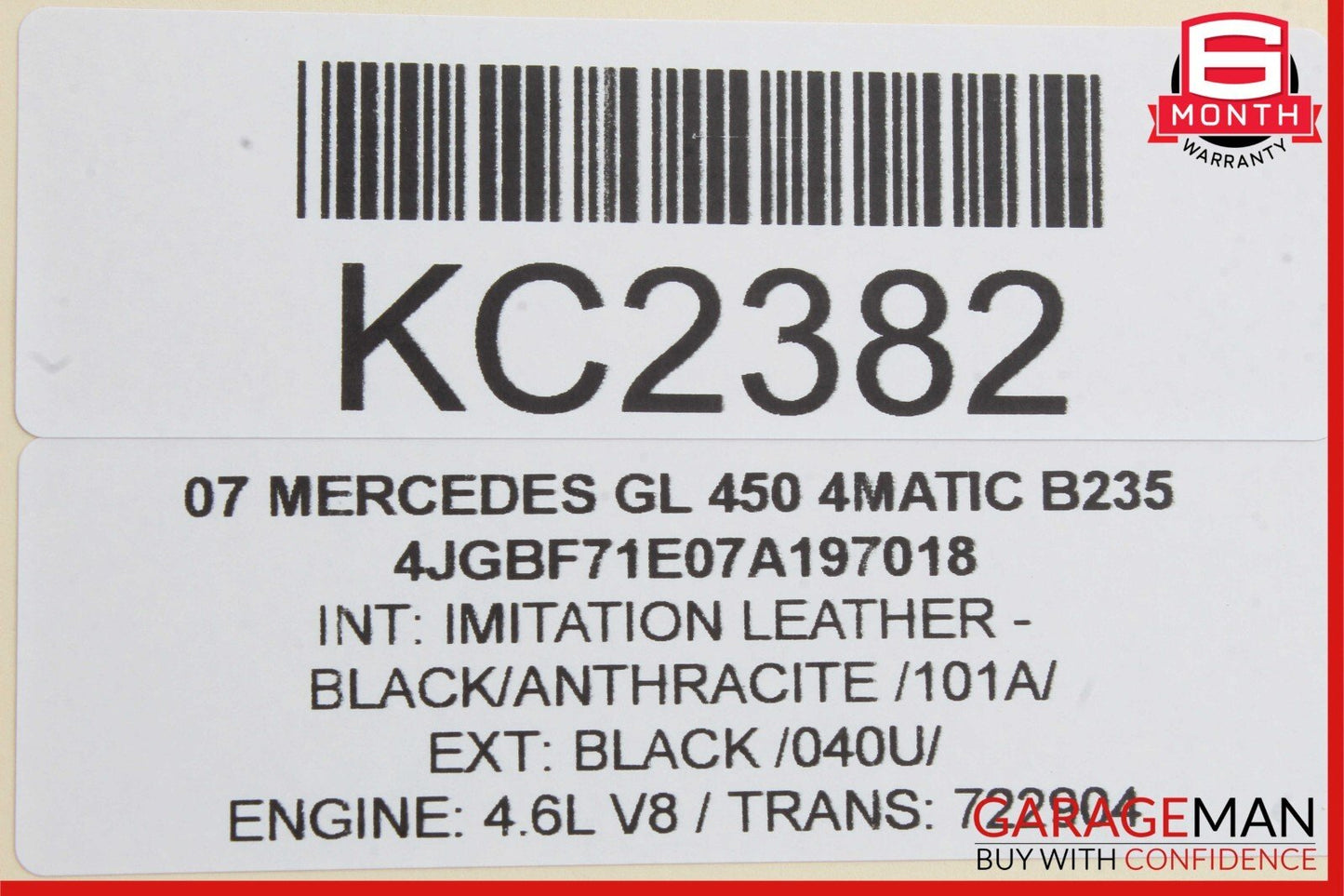 06-08 Mercedes R350 ML350 GL450 Front Left Driver Seat Belt Seatbelt Anthracite