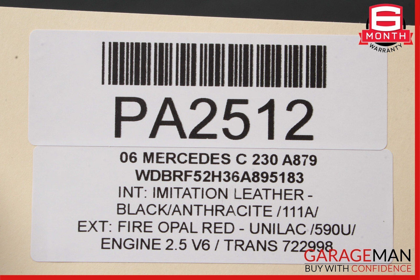 01-07 Mercedes W203 C230 C32 AMG Sport Sedan Left Side Skirt Rocker Panel Red