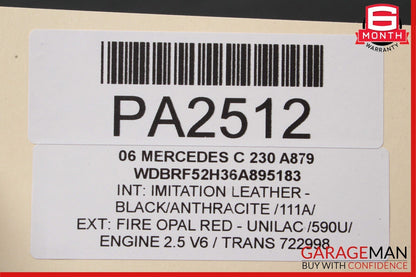 01-07 Mercedes W203 C230 C32 AMG Sport Sedan Left Side Skirt Rocker Panel Red