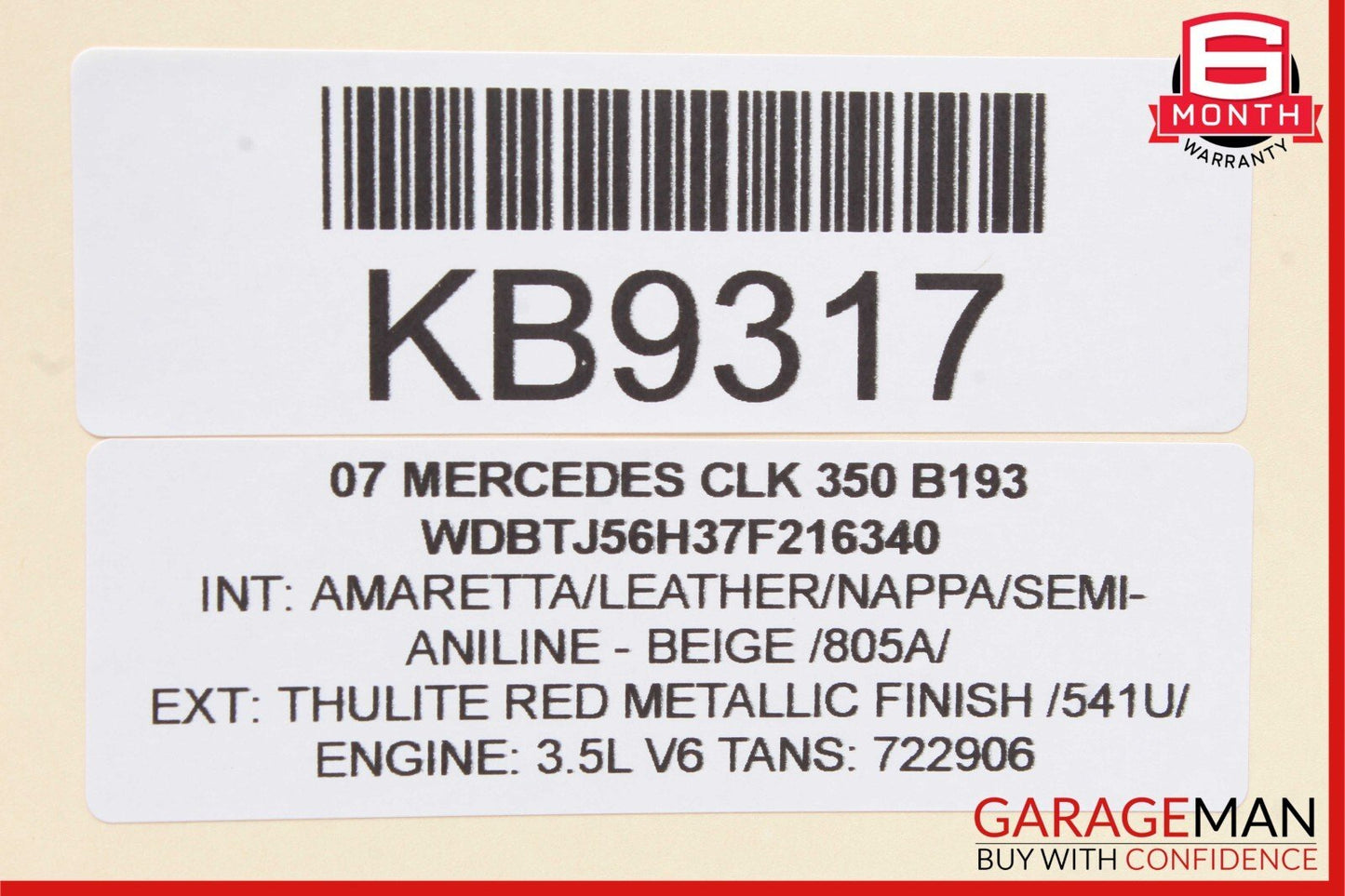 03-09 Mercedes W209 CLK320 CLK350 Front Right Side Exterior Door Handle Red