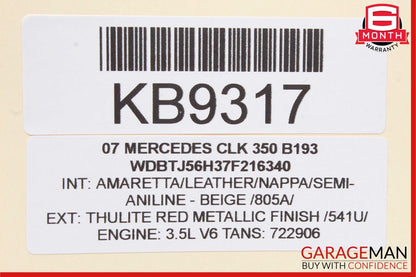 03-09 Mercedes W209 CLK320 CLK350 Front Right Side Exterior Door Handle Red