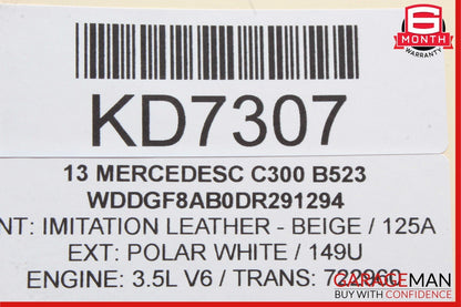 08-14 Mercedes W204 C250 C300 C63 AMG Top Upper Rear View Mirror Assembly Beige