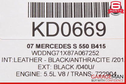 07-09 Mercedes W221 S550 S600 Front Left Driver Side Mirror Door Rear View Black