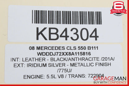 06-11 Mercedes W219 CLS550 CLS500 Rear Left Side Interior Door Panel Black OEM