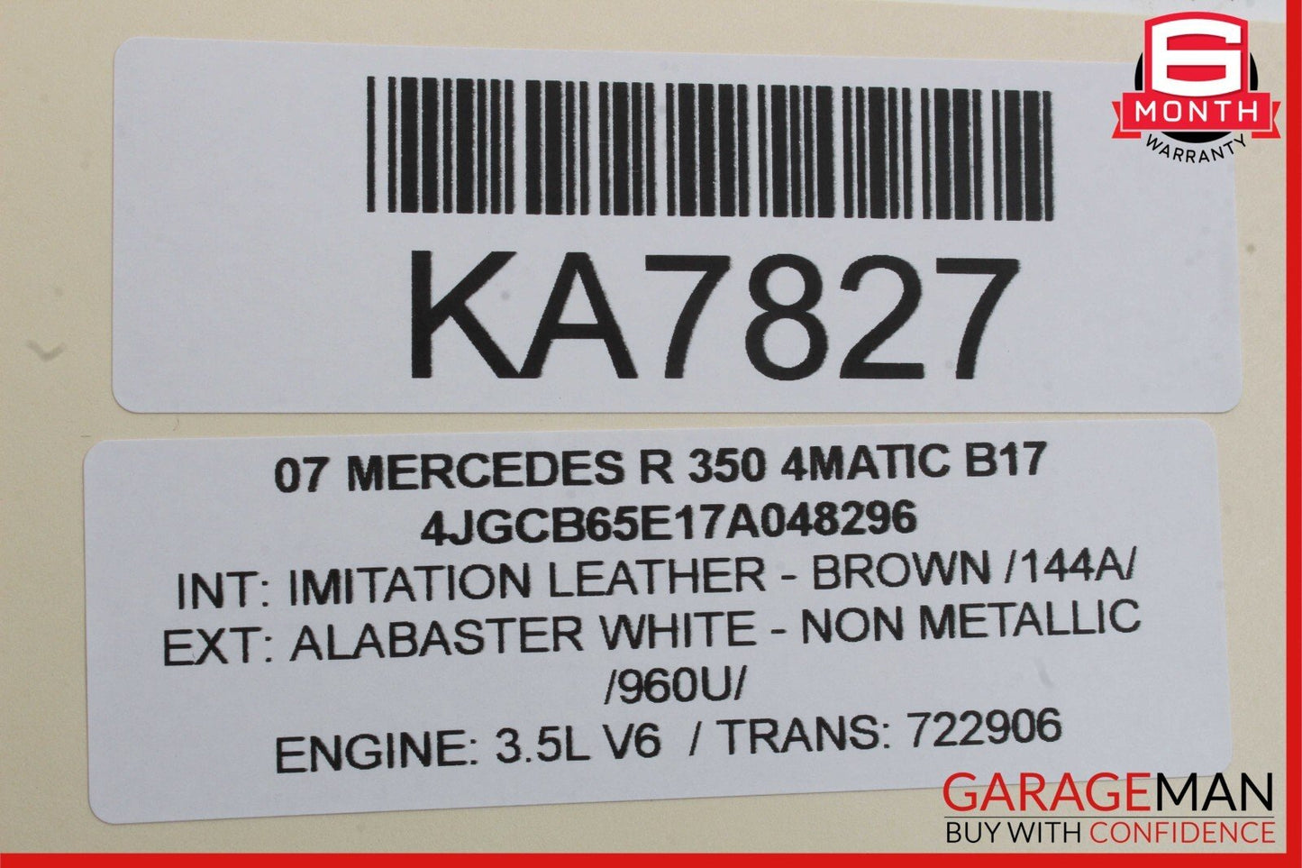 06-08 Mercedes W251 R350 Front Left Driver Sun Visor Sun Shade Cover Brown