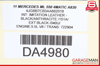09-13 Mercedes W164 ML550 R350 Front Left Side Upper Seat Cushion Black OEM