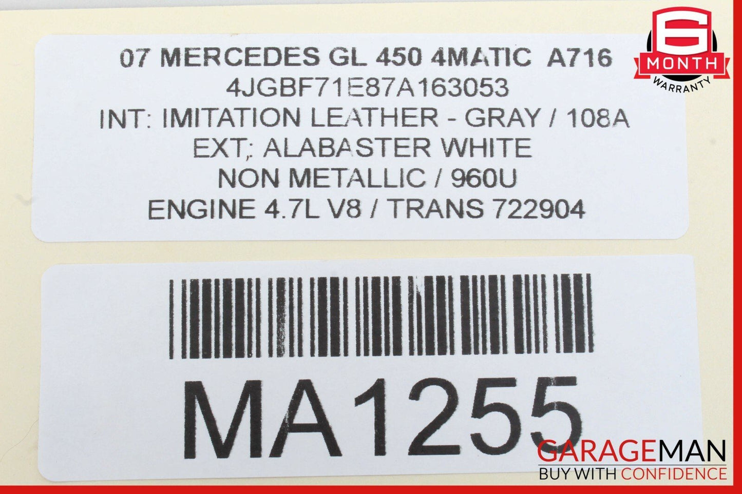 06-12 Mercedes X164 GL450 ML450 Front Right Passenger Seat Motor 0390203004 OEM