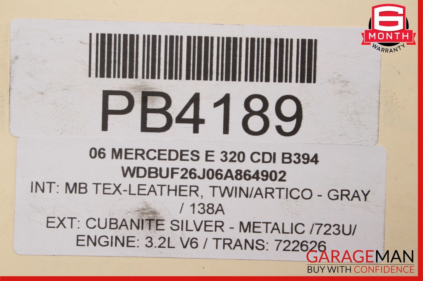 05-06 Mercedes W211 E320 CDI Diesel 3.2L I6 OM648 Short Block Engine Motor 296k