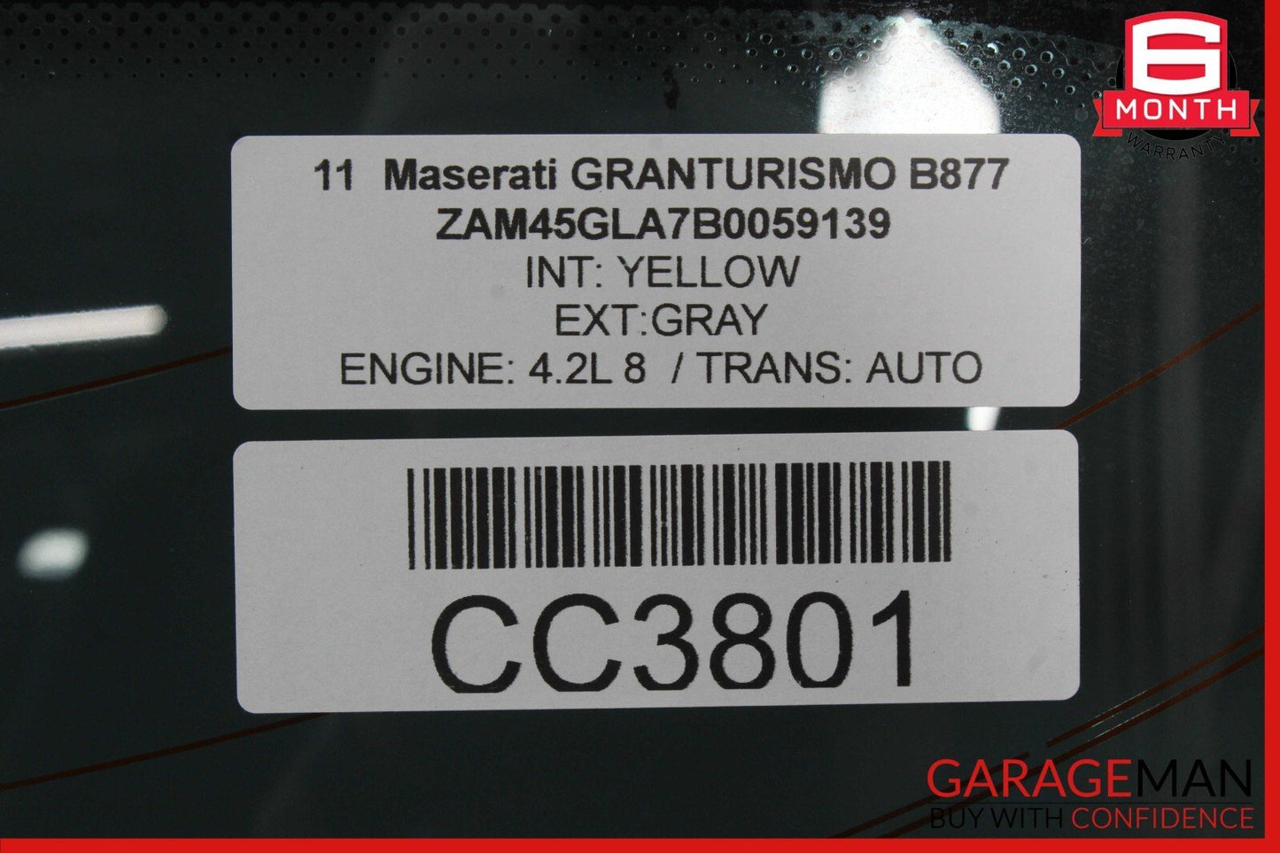 08-18 Maserati GranTurismo M145 Rear Windshield Wind Shield Back Glass Black OEM