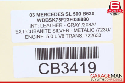 03-08 Mercedes R230 SL500 SL550 Rear Right Seatbelt Luggage Retractor Assy Gray