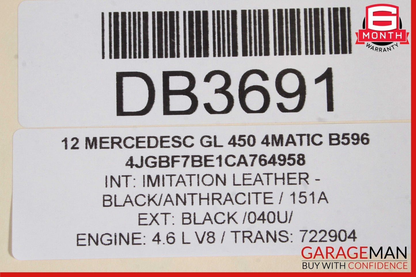 07-12 Mercedes X164 GL450 GL550 Front Left Side Top Upper Seat Cushion Cover OEM