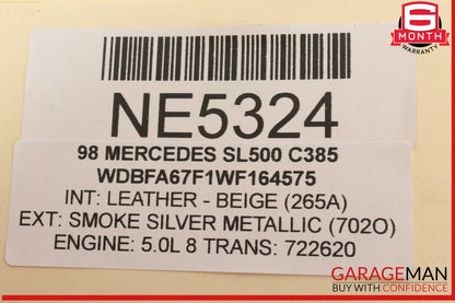 94-02 Mercedes R129 SL500 SL600 Front Left Driver Side Exterior Door Handle OEM