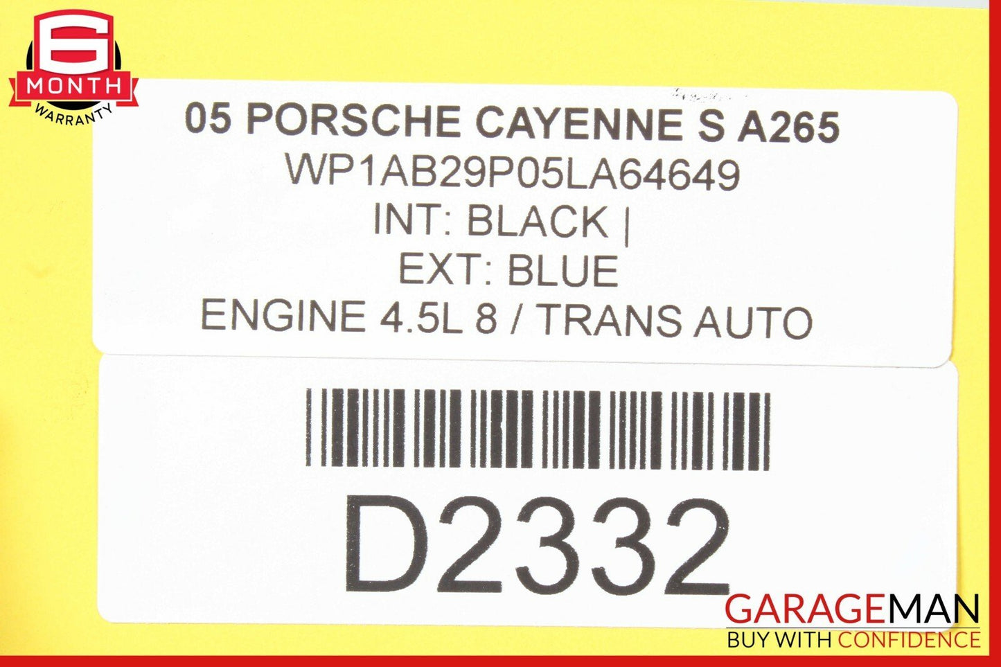 03-06 Porsche Cayenne 955 Rear Left Side Door Plate Window Frame Panel Assembly