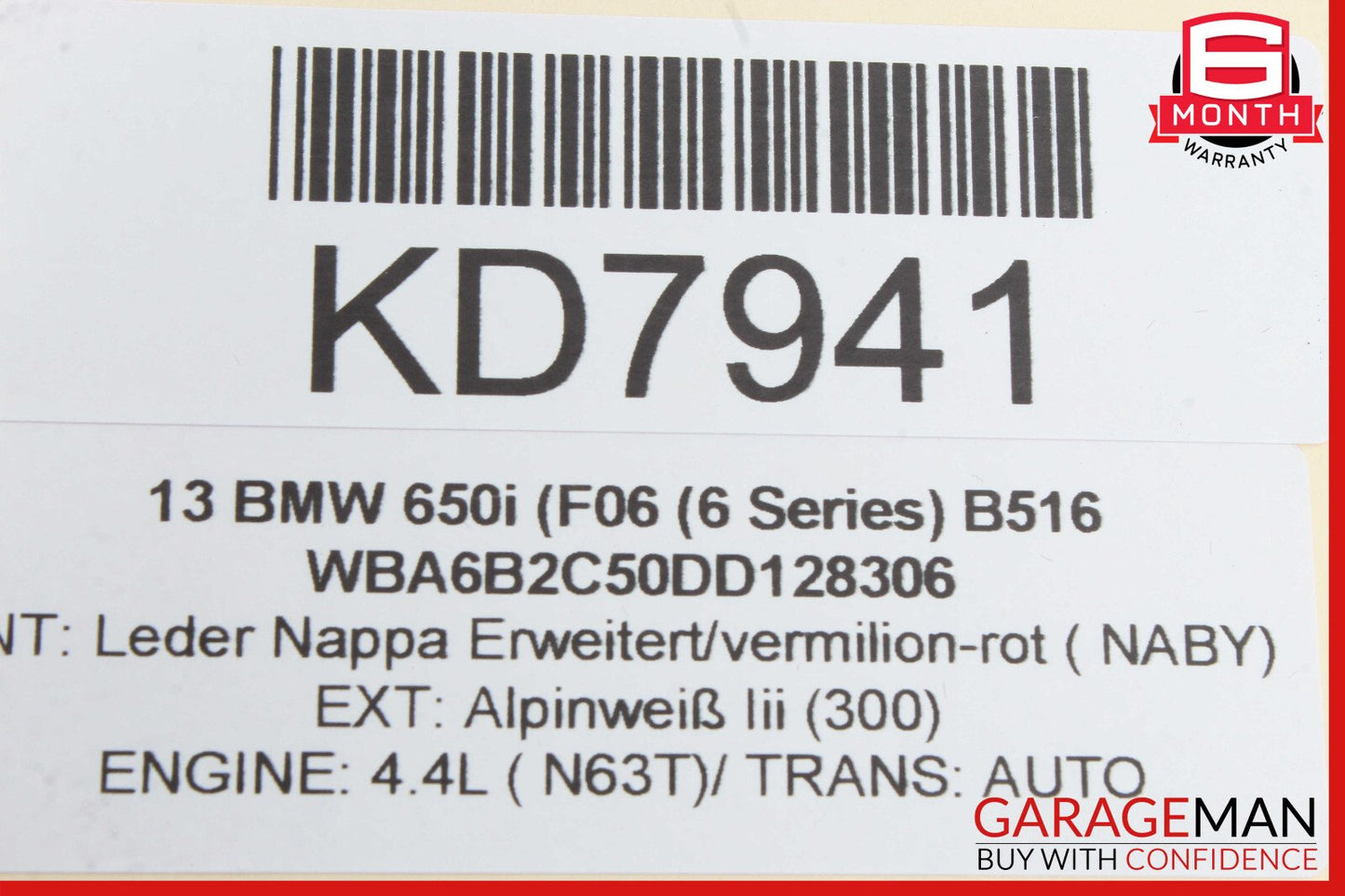 12-19 BMW 650i F06 Positive Battery Cable 9217036 OEM