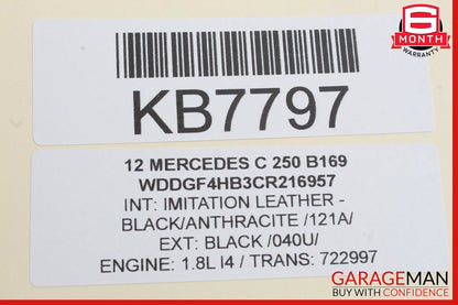 08-15 Mercedes W204 C250 C350 Right Side Sun Visor Shade Sunvisor Black OEM