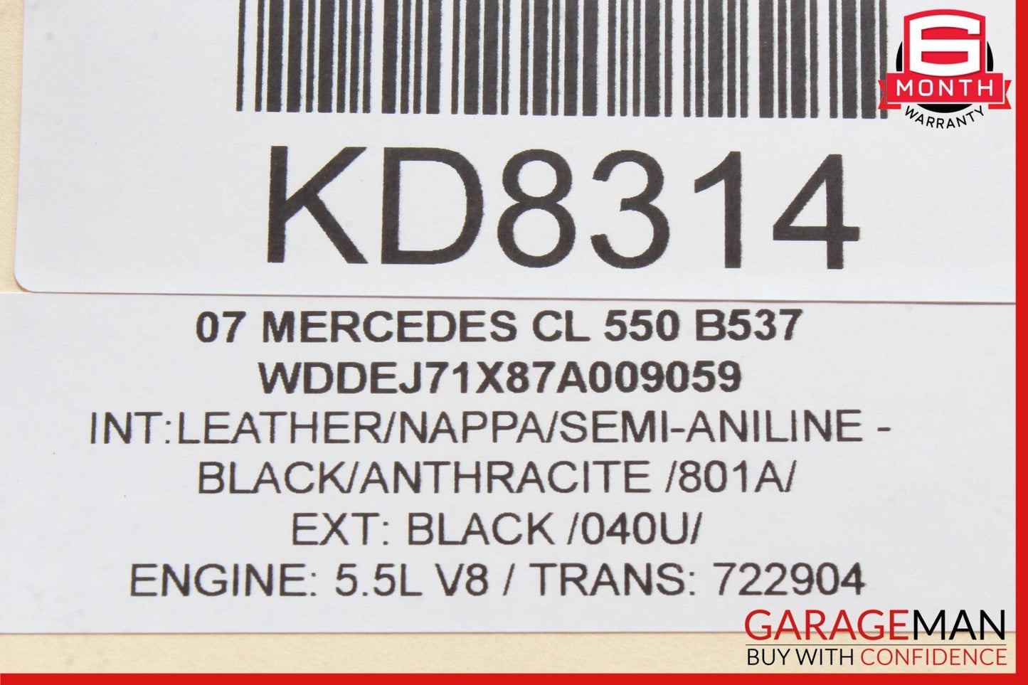 07-14 Mercedes W216 CL550 CL600 S550 Rear Left Side Quarter Airbag Air Bag OEM
