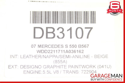 07-13 Mercedes W221 S550 Front Right Side Exterior Door Shell Designo Graphite