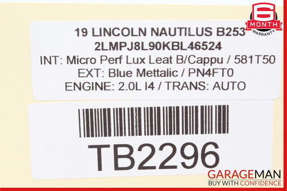19-21 Lincoln Nautilus Rear Left Side Door Window Regulator Plate w/o Motor
