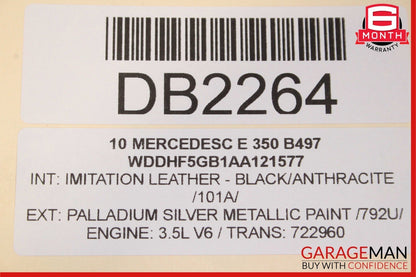 10-16 Mercedes W212 E350 E550 Front Right Side Top Upper Seat Cushion Black OEM