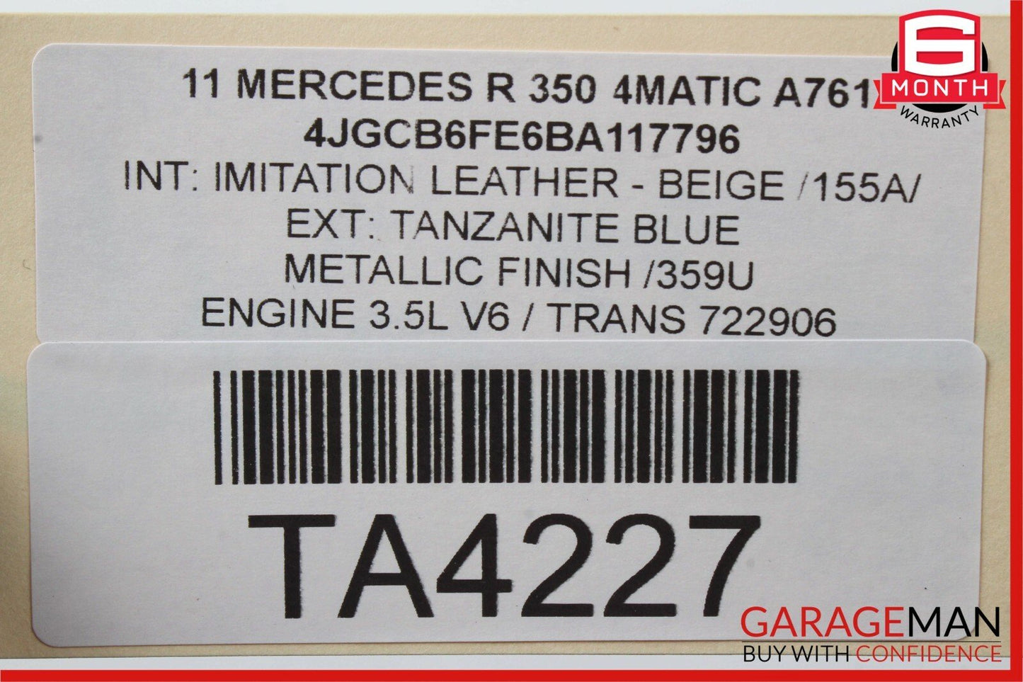 11-13 Mercedes W251 R350 Dashboard Dash Board Panel Trim Beige  OEM