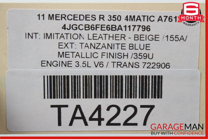 11-13 Mercedes W251 R350 Dashboard Dash Board Panel Trim Beige  OEM
