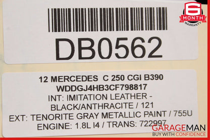 12-15 Mercedes W204 C250 Coupe Front Right Side Top Upper Seat Cushion Black OEM