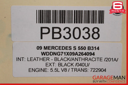 07-09 Mercedes W221 S450 S550 Rear Right Door Panel Trim Cover Assy Anthracite