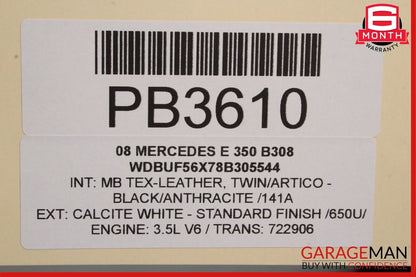 10-17 Mercedes W207 E350 E550 Coupe Front Right Top Upper Seat Cushion Black OEM