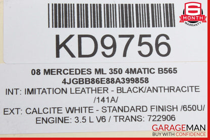 06-08 Mercedes W164 ML350 Front Right Side Lower Bottom Seat Cushion Black OEM
