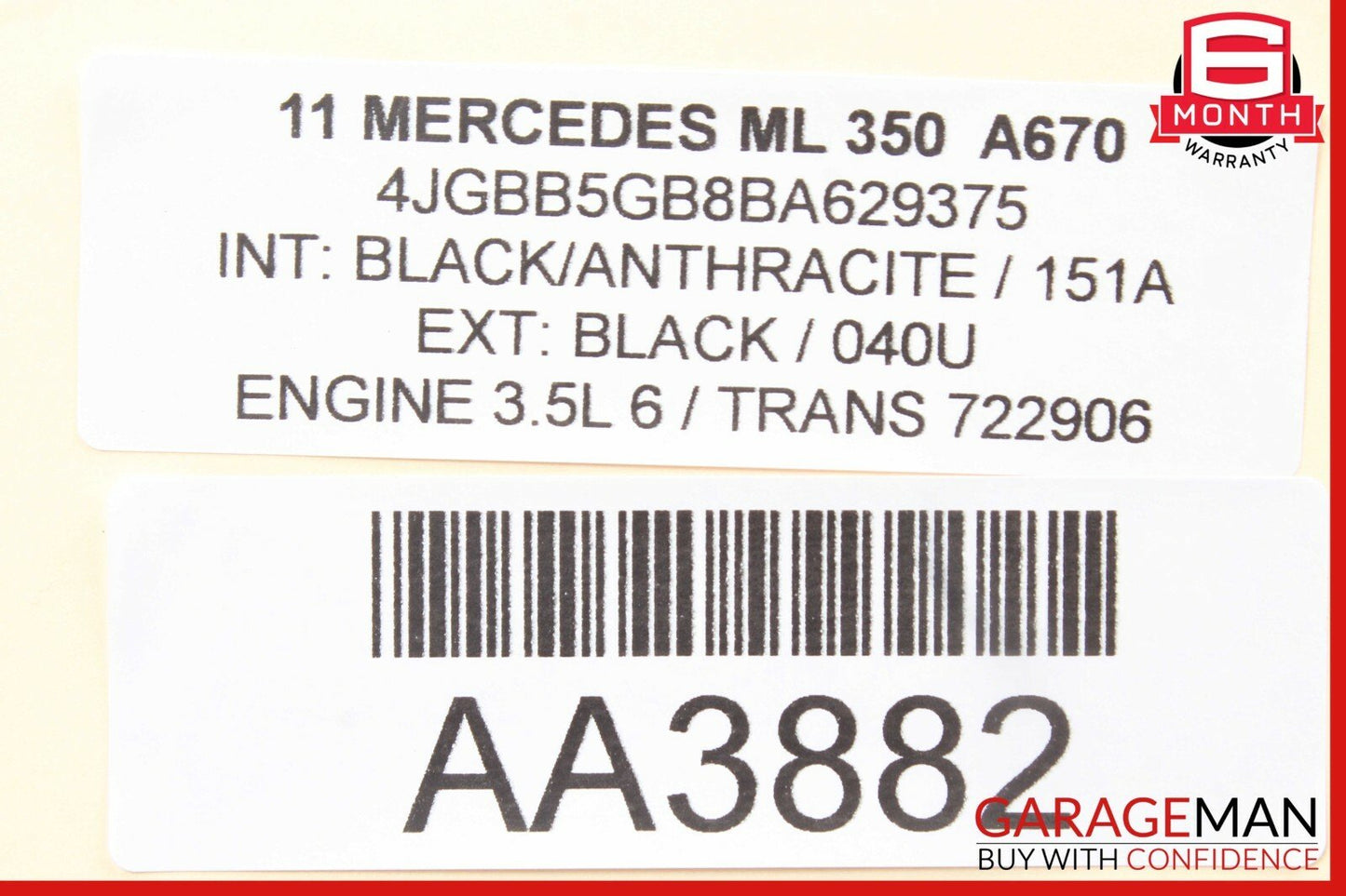 06-12 Mercedes GL450 ML350 Front Right Side Exterior Door Handle Assembly Black