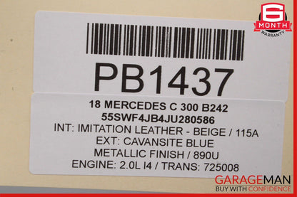 15-20 Mercedes W205 C300 C63 Rear Left Side Door Window Regulator Frame Plate