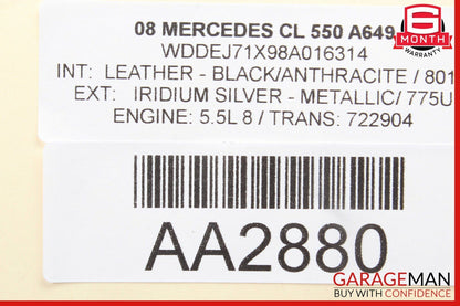 07-14 Mercedes W216 CL550 Front Left Side Top Upper Seat Cushion Black