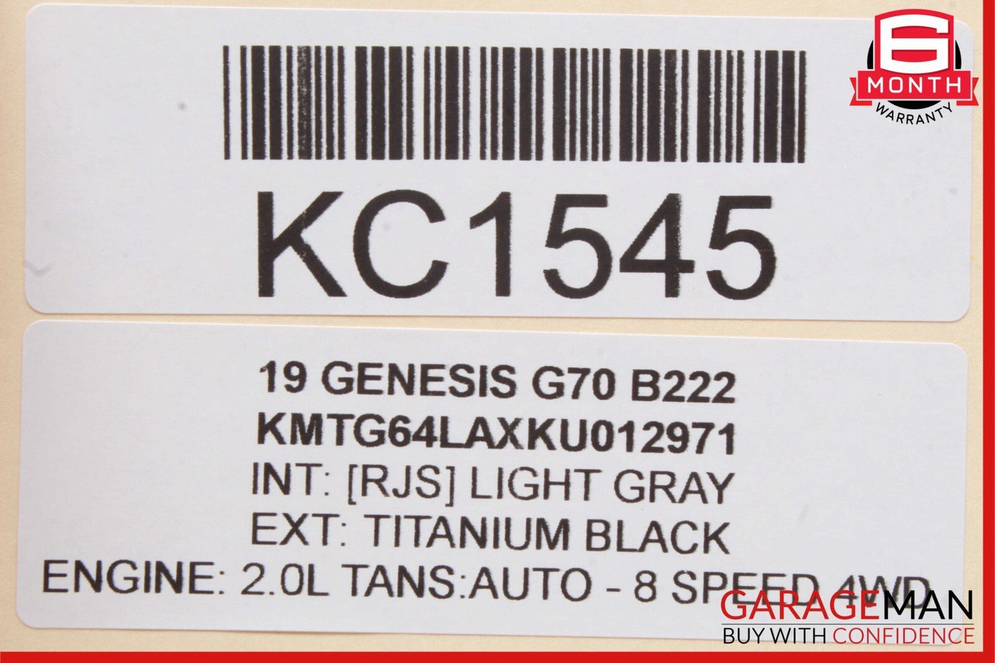 19-21 Genesis G70 2.0L ECM Engine Control Module Computer 39131-2CCK1 OEM