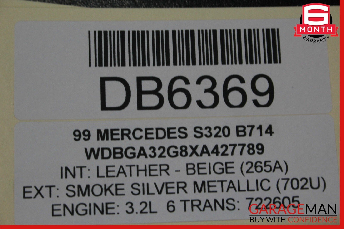 94-99 Mercedes W140 S320 Rear Left Side Interior Door Panel Trim Cover Beige