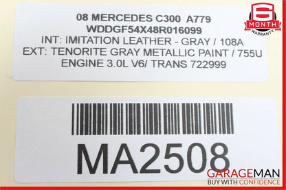 08-11 Mercedes W204 C300 Right Exterior Door Handle Front or Rear Tenorite Gray
